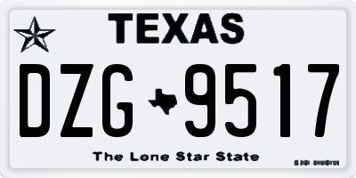 TX license plate DZG9517