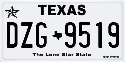 TX license plate DZG9519