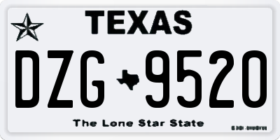 TX license plate DZG9520