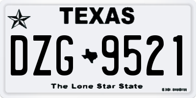 TX license plate DZG9521