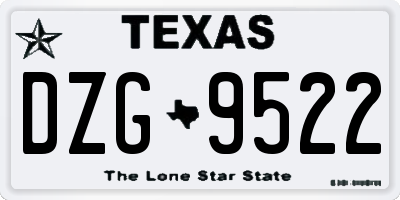TX license plate DZG9522