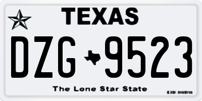 TX license plate DZG9523