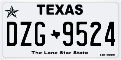 TX license plate DZG9524