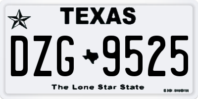 TX license plate DZG9525