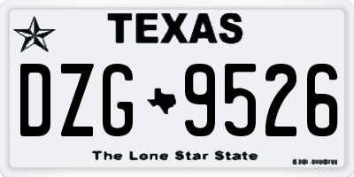TX license plate DZG9526