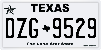 TX license plate DZG9529