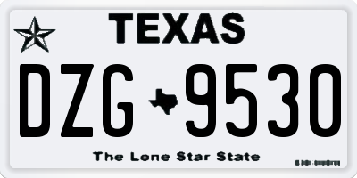 TX license plate DZG9530