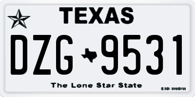 TX license plate DZG9531