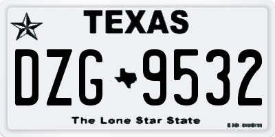 TX license plate DZG9532