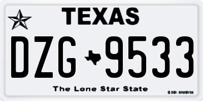 TX license plate DZG9533