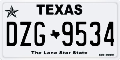 TX license plate DZG9534