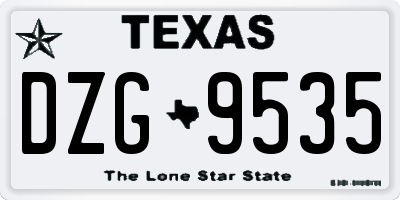 TX license plate DZG9535