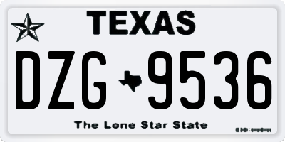 TX license plate DZG9536