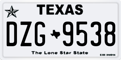 TX license plate DZG9538