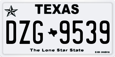 TX license plate DZG9539
