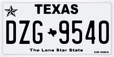 TX license plate DZG9540