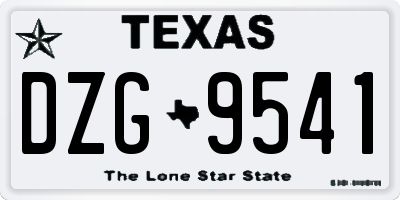TX license plate DZG9541