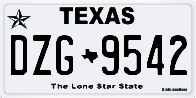 TX license plate DZG9542