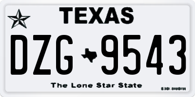 TX license plate DZG9543