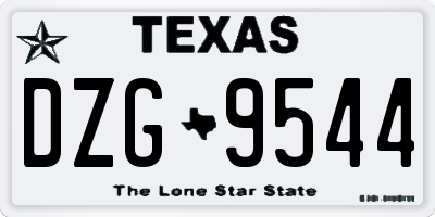 TX license plate DZG9544