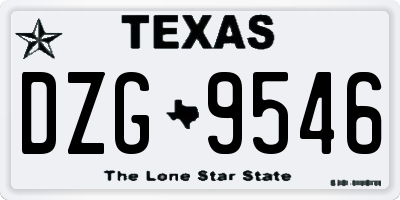 TX license plate DZG9546