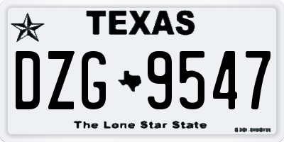 TX license plate DZG9547
