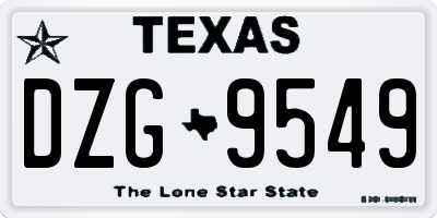 TX license plate DZG9549