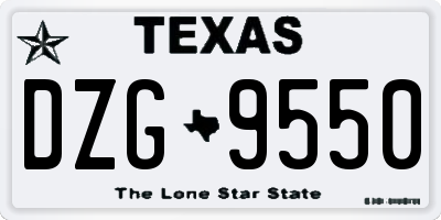 TX license plate DZG9550