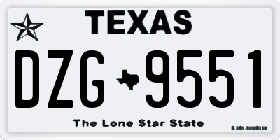 TX license plate DZG9551