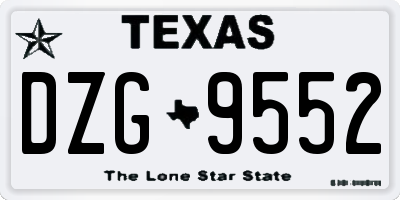 TX license plate DZG9552