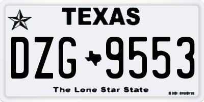 TX license plate DZG9553