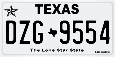 TX license plate DZG9554