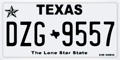 TX license plate DZG9557