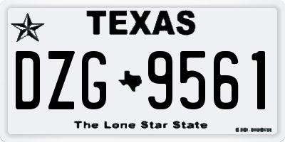 TX license plate DZG9561