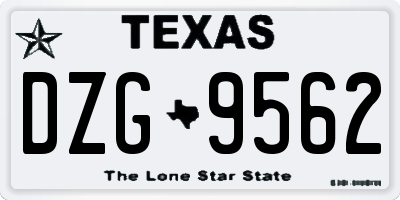 TX license plate DZG9562