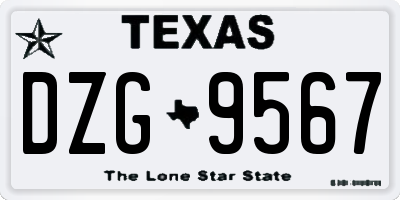 TX license plate DZG9567