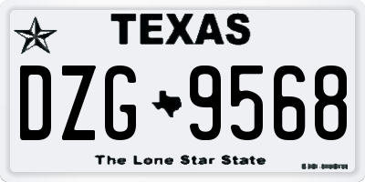 TX license plate DZG9568