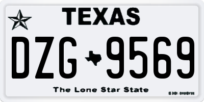 TX license plate DZG9569