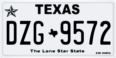TX license plate DZG9572
