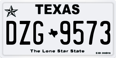 TX license plate DZG9573