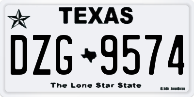 TX license plate DZG9574
