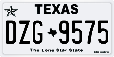 TX license plate DZG9575