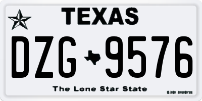 TX license plate DZG9576