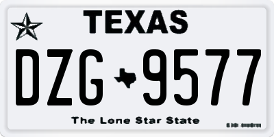 TX license plate DZG9577