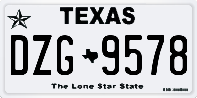 TX license plate DZG9578