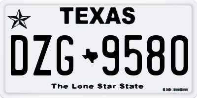 TX license plate DZG9580