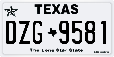 TX license plate DZG9581
