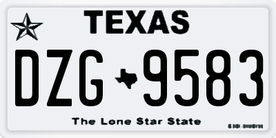 TX license plate DZG9583