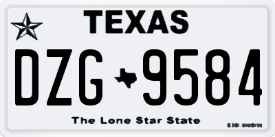 TX license plate DZG9584