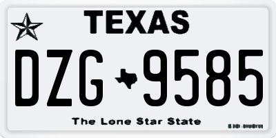 TX license plate DZG9585